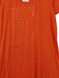 Emilia Lay Damen T-Shirt Orange Strass-Applikation Gr. 44 XXL Viskose 2