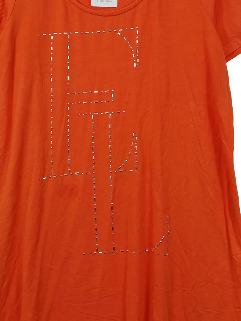 Emilia Lay Damen T-Shirt Orange Strass-Applikation Gr. 44 XXL Viskose 2