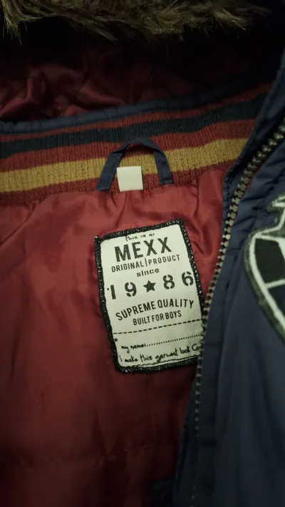 MEXX Steppjacke Jungen Gr. 92 Blau Kapuze Fellbesatz Winterjacke