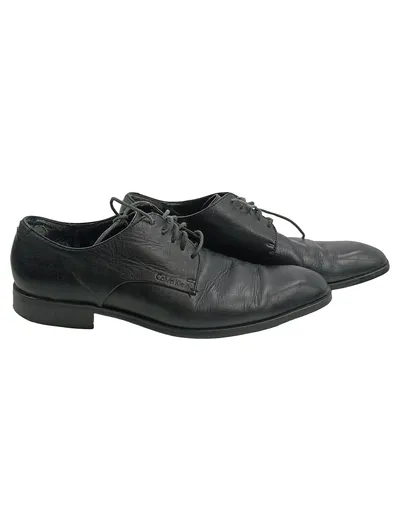 Calvin Klein Derby Schnürschuhe Leder Business Herren Schwarz Gr. 44,5