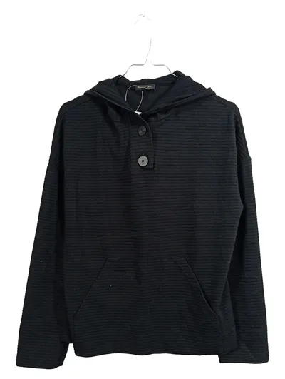 Massimo Dutti Damen Pullover Strickjacke Viskose Strukturmuster Schwarz XS