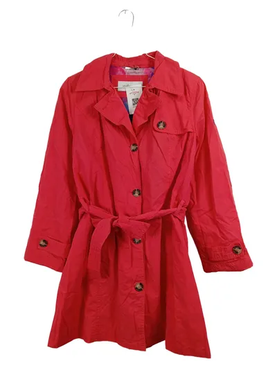 Steilmann Damen Trenchcoat Gr. 40 Rot Baumwolle Mantel mit Gürtel