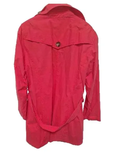 Steilmann Damen Trenchcoat Gr. 40 Rot Baumwolle Mantel mit Gürtel