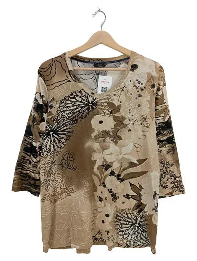 Via Appia Due Bluse Damen 3/4-Arm Blumenmuster Strass Beige Gr. 46