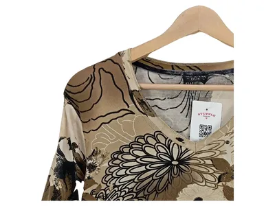 Via Appia Due Bluse Damen 3/4-Arm Blumenmuster Strass Beige Gr. 46