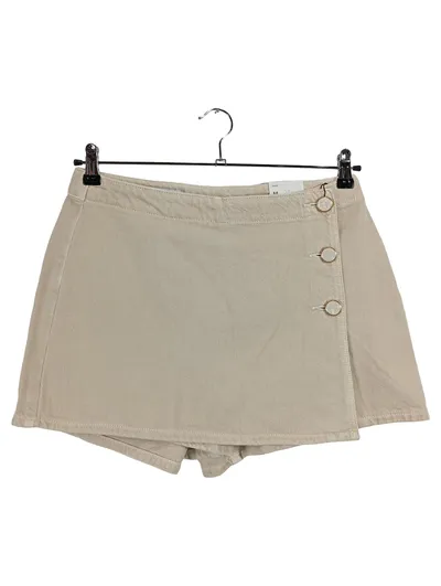 ZARA Damen Hosenrock Skort Beige Gr. M 38 Baumwolle Knöpfe
