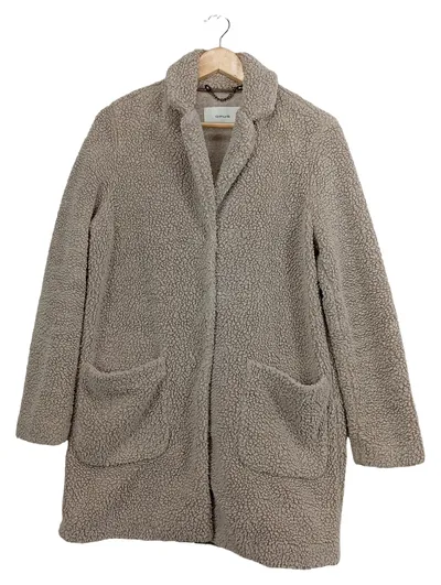 OPUS Felljacke Teddy Mantel Damen Beige Gr. 36 S Langarm Polyester