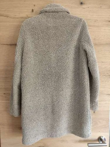 OPUS Felljacke Teddy Mantel Damen Beige Gr. 36 S Langarm Polyester