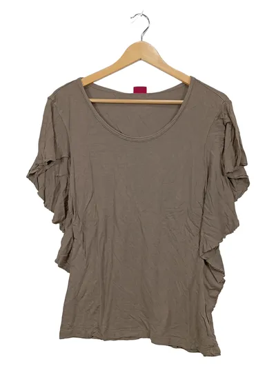 Buffalo London Damen T-Shirt Gr. 40/42 Beige Rüschen Viskose Feminin
