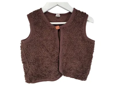 hessnatur Fleece Weste Kinder Gr. 98/104 Braun Baumwolle Teddy