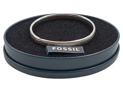 Fossil Armreif Bangle Silber Damen Minimalistisch 19cm mit Box
