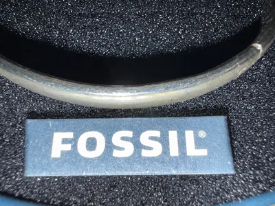 Fossil Armreif Bangle Silber Damen Minimalistisch 19cm mit Box