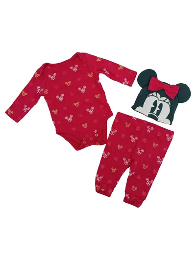 Disney Baby Body Minnie Maus Tiermotiv Applikation Rot Gr. 62