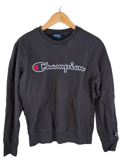 Champion Herren Sweatshirt Schwarz Gr. S Logo Stickerei Streetwear