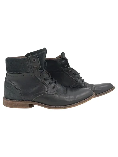 Pier One Herren Schnürstiefel Leder Schwarz Gr. 41 Boots Casual