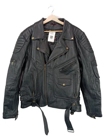 MDM Lederjacke Herren Biker Motorrad Jacke Schwarz Gr. L 52