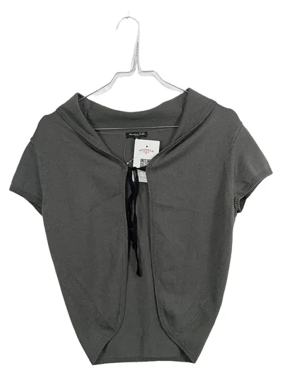 Massimo Dutti Damen Strickjacke Kurzarm Seide Kaschmir Grau Gr. M