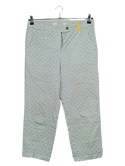 ZERRES Damen Stoffhose 7/8 Capri Hose Gr. 36 Blau Kettenmuster Baumwolle