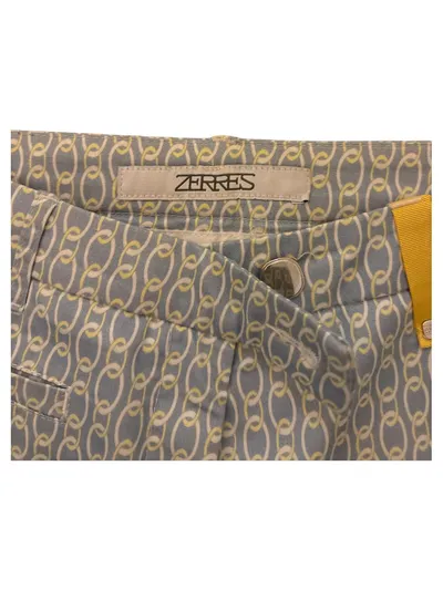 ZERRES Damen Stoffhose 7/8 Capri Hose Gr. 36 Blau Kettenmuster Baumwolle