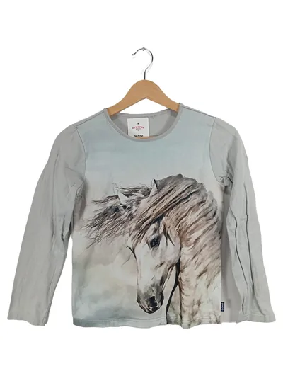 JAKO-O Langarmshirt Mädchen Gr. 140/146 Pferd Motiv Grau Baumwolle