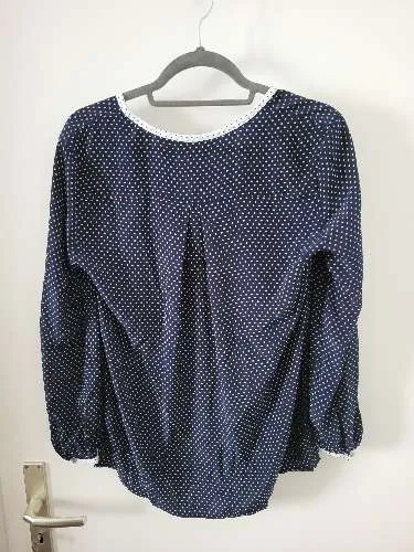 ZARA BASIC Damen Bluse Polka Dot Langarm Blau Gr. S 36