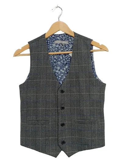 Paisley of London Anzugweste Kinder Gr. 128 Grau Kariert Tweed-Optik