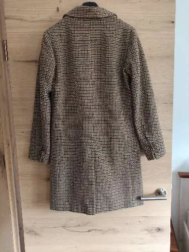SuZa Klassischer Mantel Damen Gr. 36 Braun Kariert Langarm Knopfverschluss
