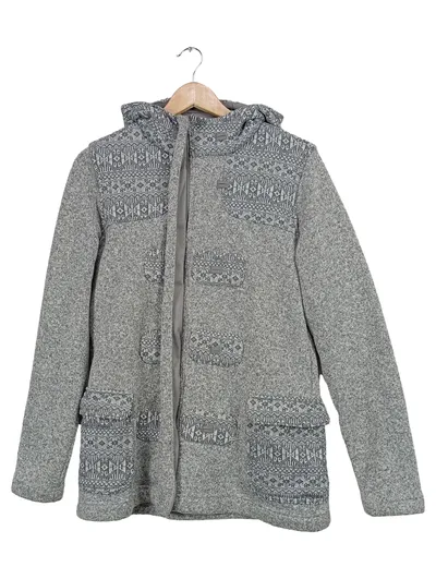 Patagonia Damen Strickjacke Kapuze Fleece Ethno Muster Grau Gr. M