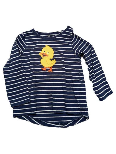 Topomini Baby Langarmshirt Gr. 86 Blau Gestreift Enten-Motiv Baumwolle
