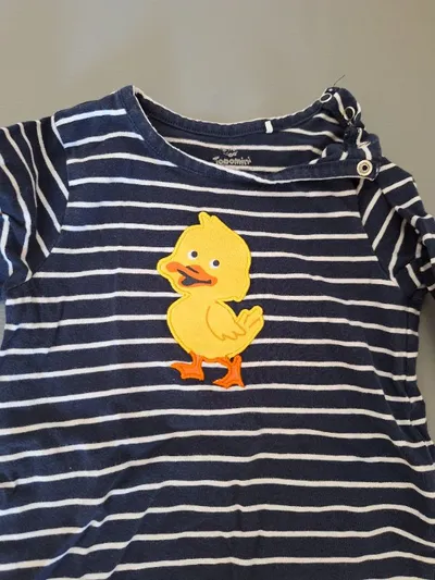 Topomini Baby Langarmshirt Gr. 86 Blau Gestreift Enten-Motiv Baumwolle