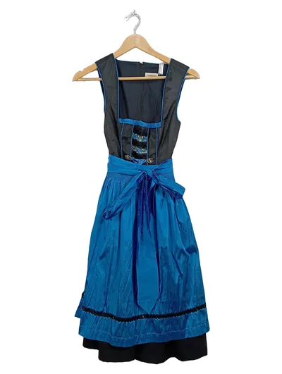 LANDHAUS Dirndl Trachtenkleid Damen Gr. 36 Blau Schwarz Stickerei