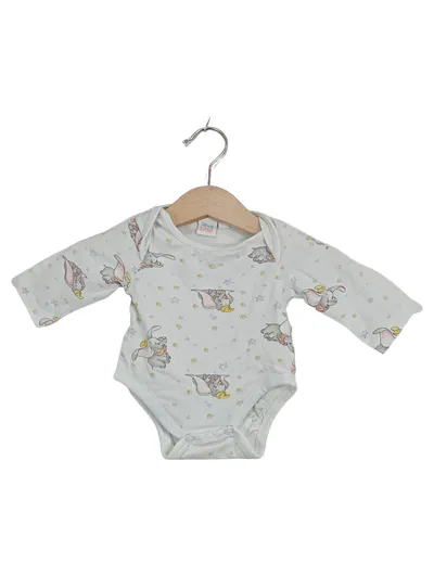 Disney Baby Body Langarm Gr. 50 Weiß Tiermotiv Baumwolle