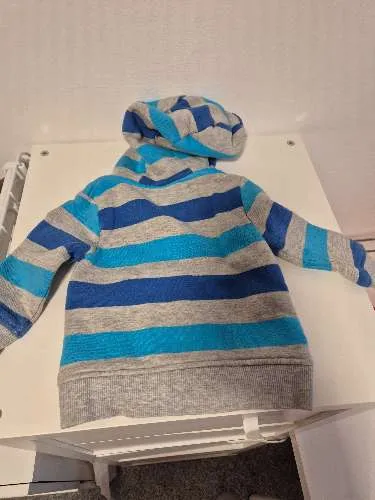 LIEGELIND Baby Kapuzenpullover Gr. 74 gestreift blau grau Hoodie