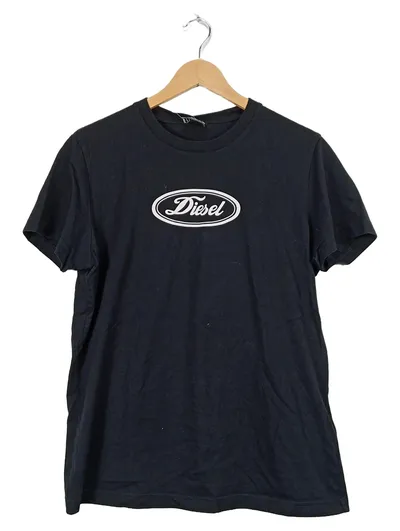 Diesel Herren T-Shirt Logo Oval Print Schwarz Gr. L Streetwear