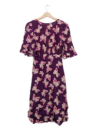 MANGO Suit Sommerkleid Schmetterlingsmuster Lila Gr. XS 34 Damen 1