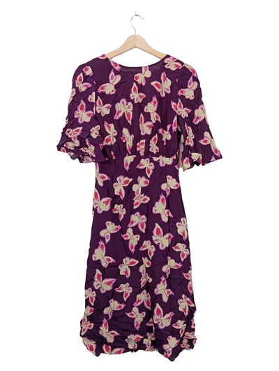 MANGO Suit Sommerkleid Schmetterlingsmuster Lila Gr. XS 34 Damen