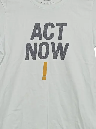Ecoalf T-Shirt Kinder Gr. 164 ACT NOW Weiß Bio-Baumwolle Recycled