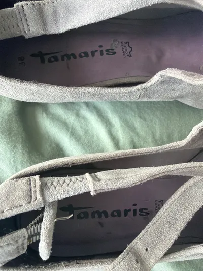 Tamaris Mary Jane Ballerinas Damen Gr. 38 Grau Wildleder Keilabsatz