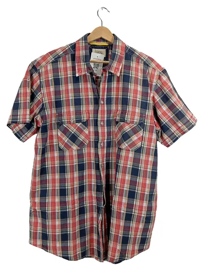 Camel Active Herren Freizeithemd Kariert Kurzarm Gr. XL Rot Blau