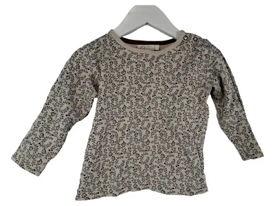 Pigeon Organics Langarmshirt Kinder Gr. 93-98 Beige Blumenmuster Bio-Baumwolle