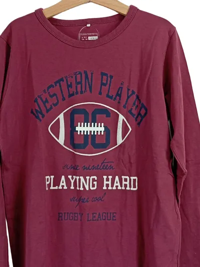 Name It Langarmshirt Rugby Schriftzug Logo Print Rot Gr. 140