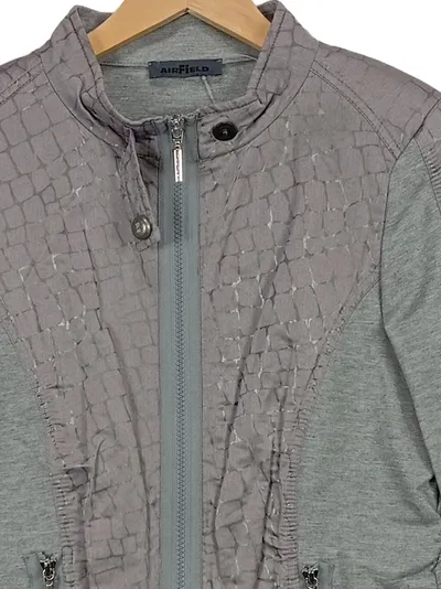 Airfield Damen Lederjacke Tierdruck Nieten Reißverschluss Grau 38 M
