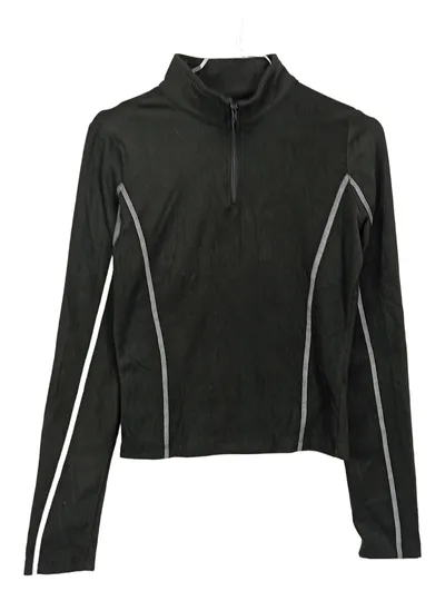 DAZY Damen Sport Shirt Langarm Half-Zip Schwarz Gr. XL Fitness