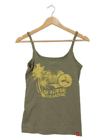 EDC Damen Trägertop Gr. L Oliv Sunrise Paradise Baumwolle Sommer