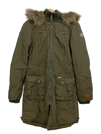 Khujo Damen Parka Winterjacke Kapuze Fellbesatz Oliv Gr. S/36