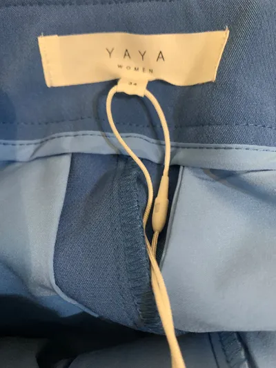 YAYA Damen Stoffhose Weites Bein Blau Gr. 34 XS High Waist Hose