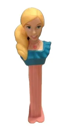 PEZ Spender Barbie Figur Blond Blaues Kleid Sammlerstück Rosa