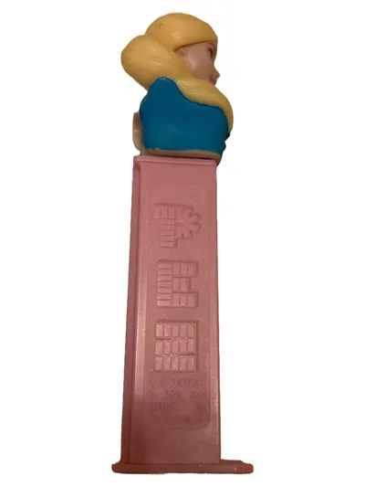 PEZ Spender Barbie Figur Blond Blaues Kleid Sammlerstück Rosa