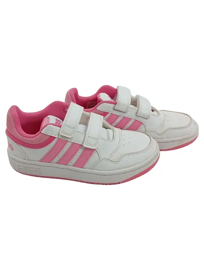 Adidas Hoops Sneaker Kinder Mädchen Gr. 33 Weiß Pink Klettverschluss