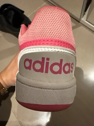 Adidas Hoops Sneaker Kinder Mädchen Gr. 33 Weiß Pink Klettverschluss